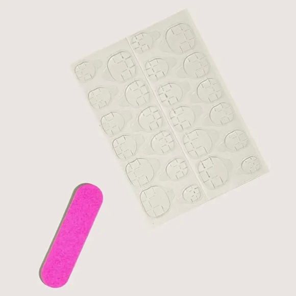 24 pcs glossy short square press on nails- pink Cancer ribbons 🎀 - Picture 4 of 5